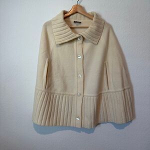 Pendleton Cream Lambs Wool Knit Cape Cardigan Sweater Women's Size XS/S